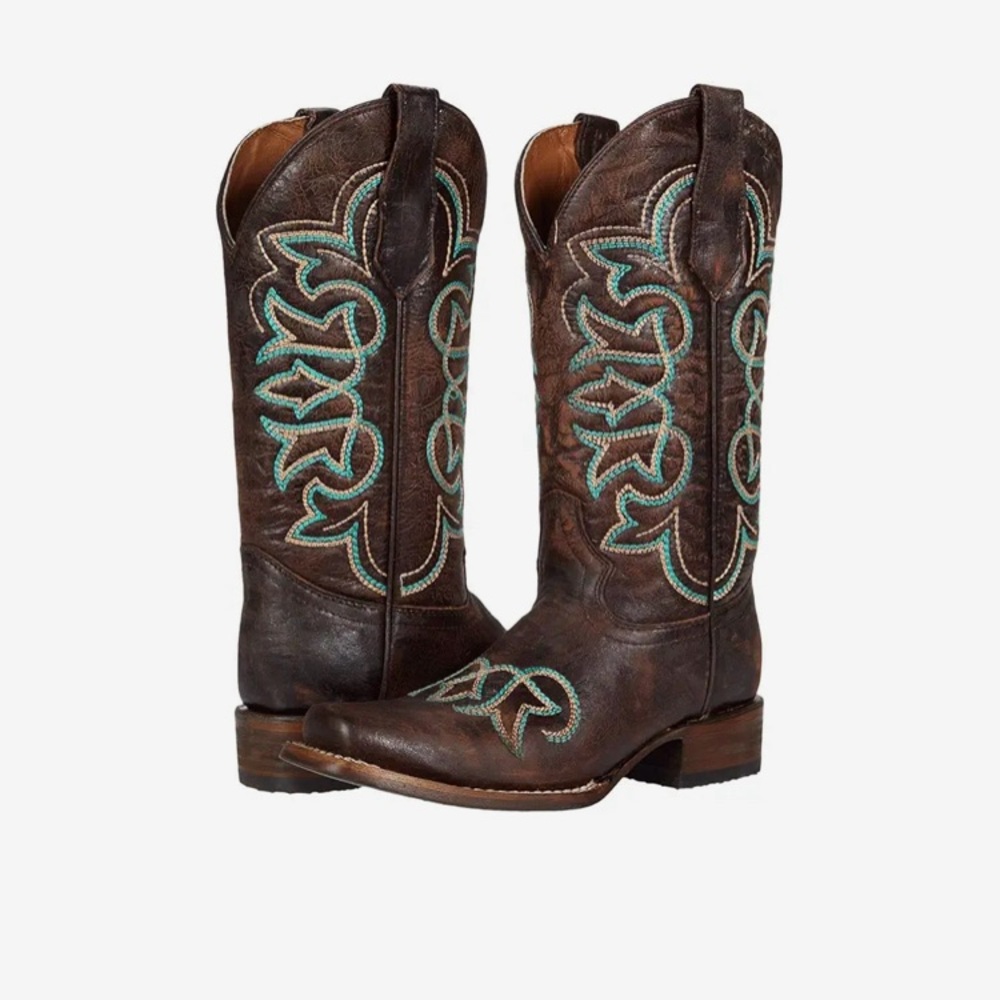 Circle G Brown & Turquoise Western Cowgirl Boots L5640
